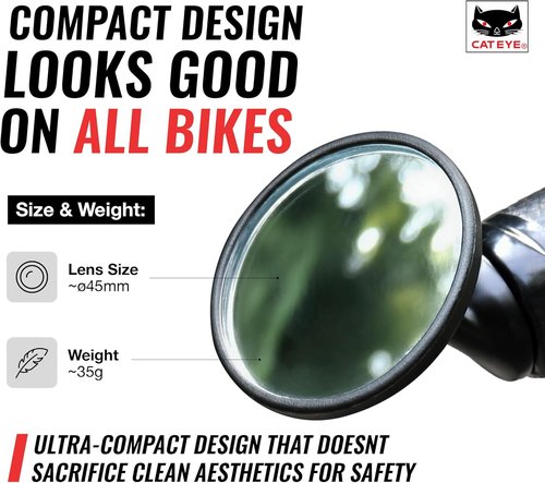 CATEYE BM-45 Bar End Mirror - Ultra Compact, Durable Aluminum Mirror for Road & MTB Bikes