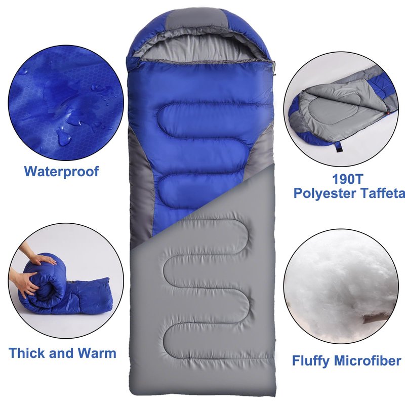 tuphen Cold Weather Sleeping Bag for Adults - 4.9 lbs 10/35°F Hooded Sleeping Bag with a Compression Sack, Warm Portable Windproof Waterproof 4 Seasons Camping Bag for Camping, Backpacking & Hiking