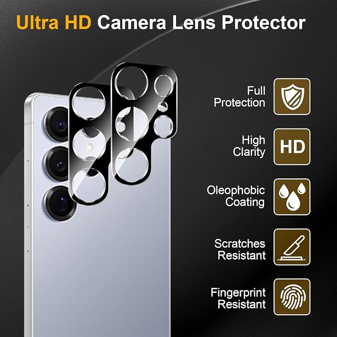 3 Pack Camera Lens Protector for Samsung Galaxy S25 Ultra, Tempered Glass