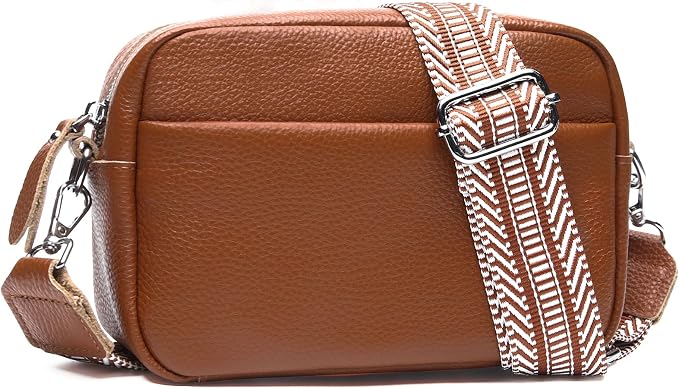 Small Crossbody Bags for Women Genuine Leather, Guitar Strap Shoulder Handbag