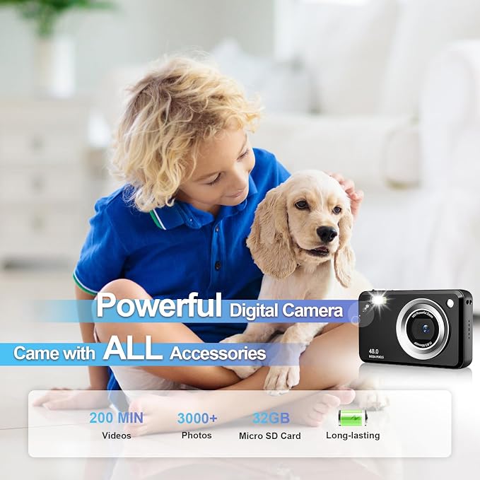 Digital Camera, FHD 1080P Point and Shoot Kids Camera,
