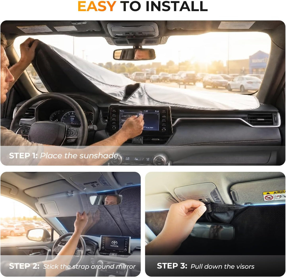 [2026 Upgraded] DooGooCoo Windshield Sun Shade for Subaru Crosstrek 2018-2025 2026 [Cooling Ice-Crystal, 100% Sun Block ] Sunshade for Car Windshield for Subaru Crosstrek Sun Shade, Custom Fit.
