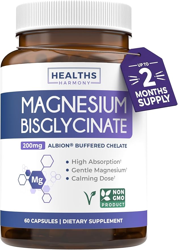 High Absorption Magnesium Bisglycinate Capsules - Clinically Validated Buffered and Chelated Magnesium Supplement - 1 Daily Vegan Capsule with Lab Verified Gentle Magnesium 200mg (2 Month Supply)