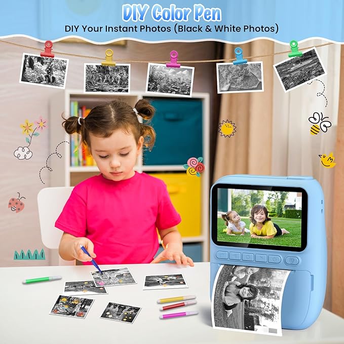 Kids Camera Instant Print, 3.0" HD 32MP Birthday Gifts