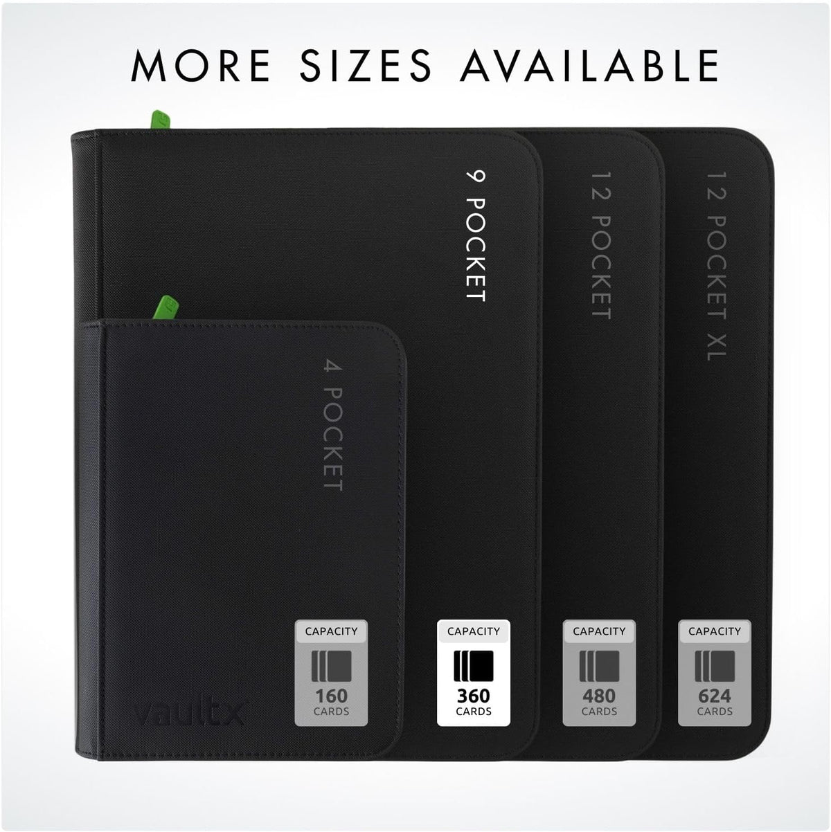 Vault X 9 Pocket Trading Card Zip Binder - Premium Exo-Tec Material, Holds 360 Cards | Black