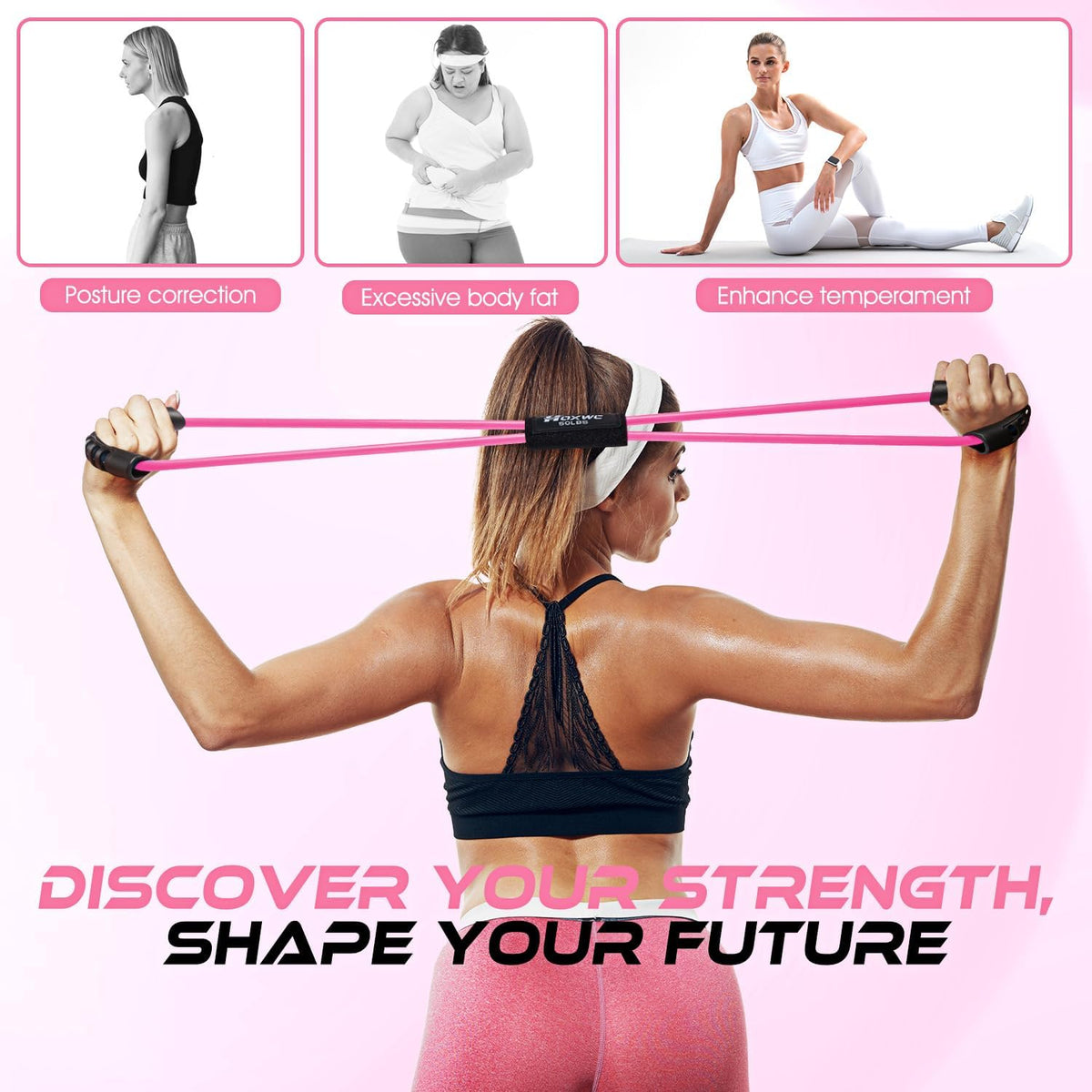 Skiennix Resistance Bands - Figure 8 Exercise Bands with Handles for Arms, Back & Legs | Home Workout Equipment