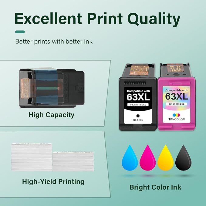 Cool Toner 63 63XL Ink Cartridges Black and Color Combo Pack Replacement