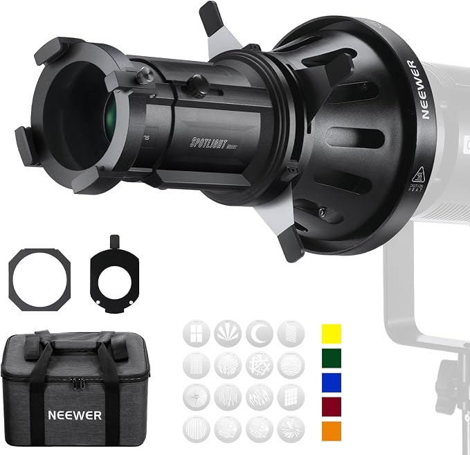 NEEWER Spotlight Snoot with 40° Projection Lens, Adjustable Focus, 16 Metal