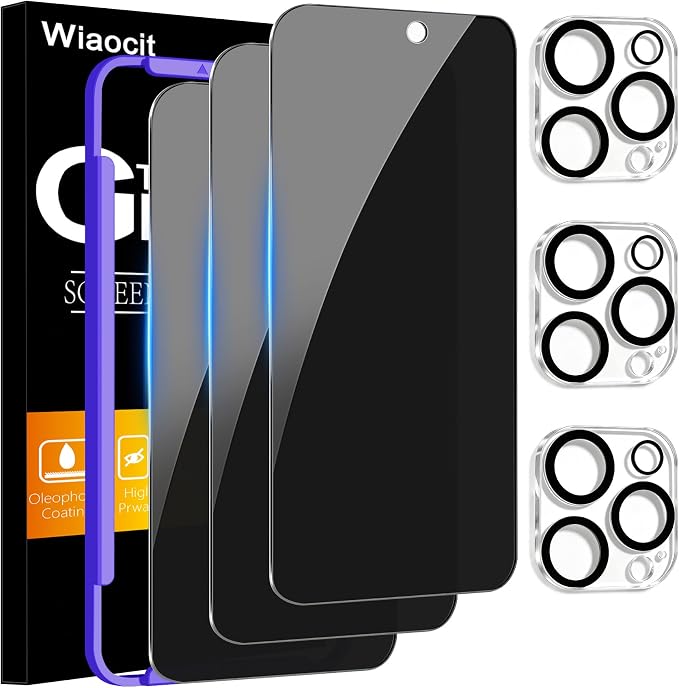 Wiaocit 3 Pack Tempered Glass Privacy Screen Protector