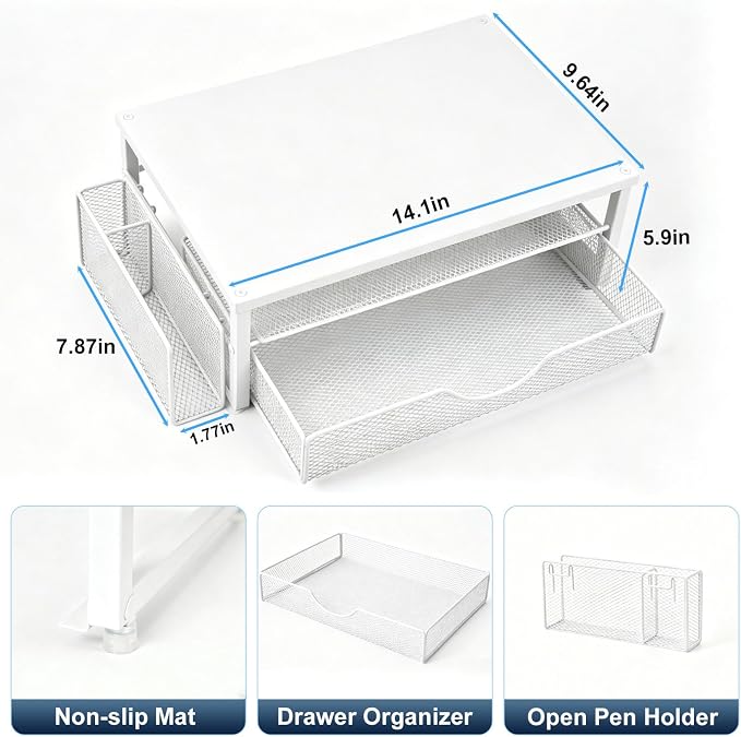 Spacrea Desk Organizer and Accessories, Computer Monitor Stand Riser