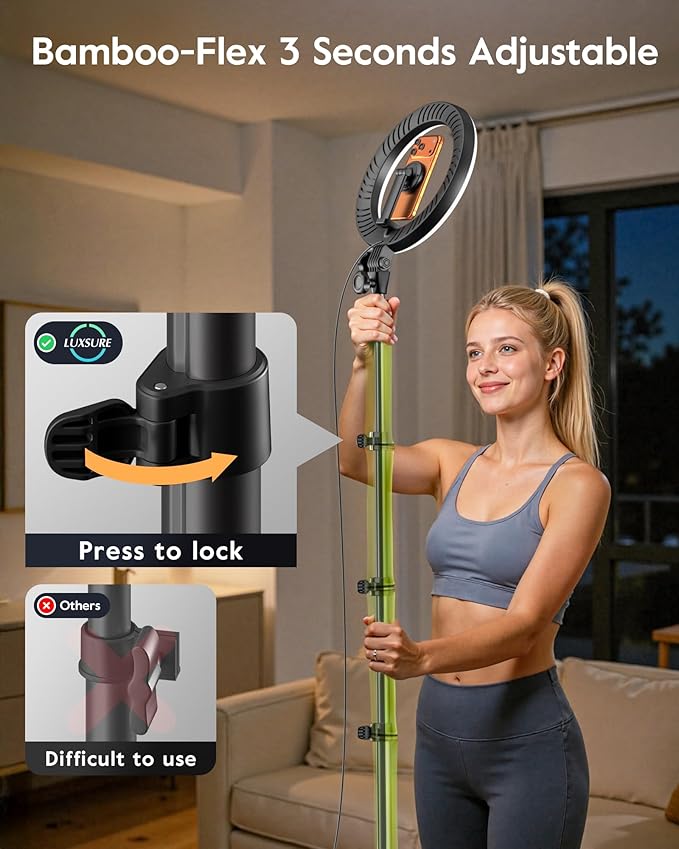 Soft Ring Light with Stand & Dual Phone Mount, LUXSURE Phone Tripod with Ring