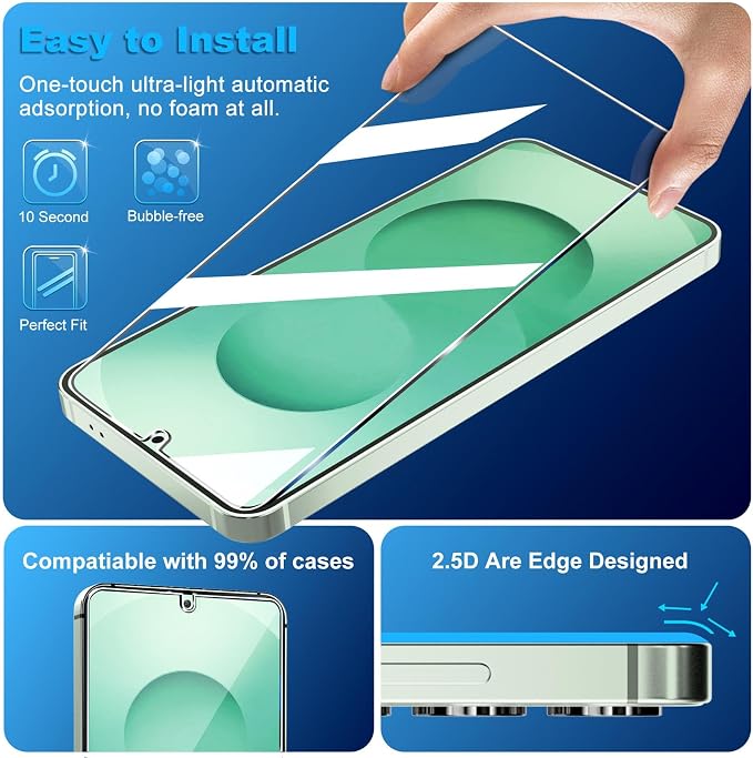 firtstnow 3 Pack for Samsung Galaxy S25 Plus Screen Protector Tempered Glass +