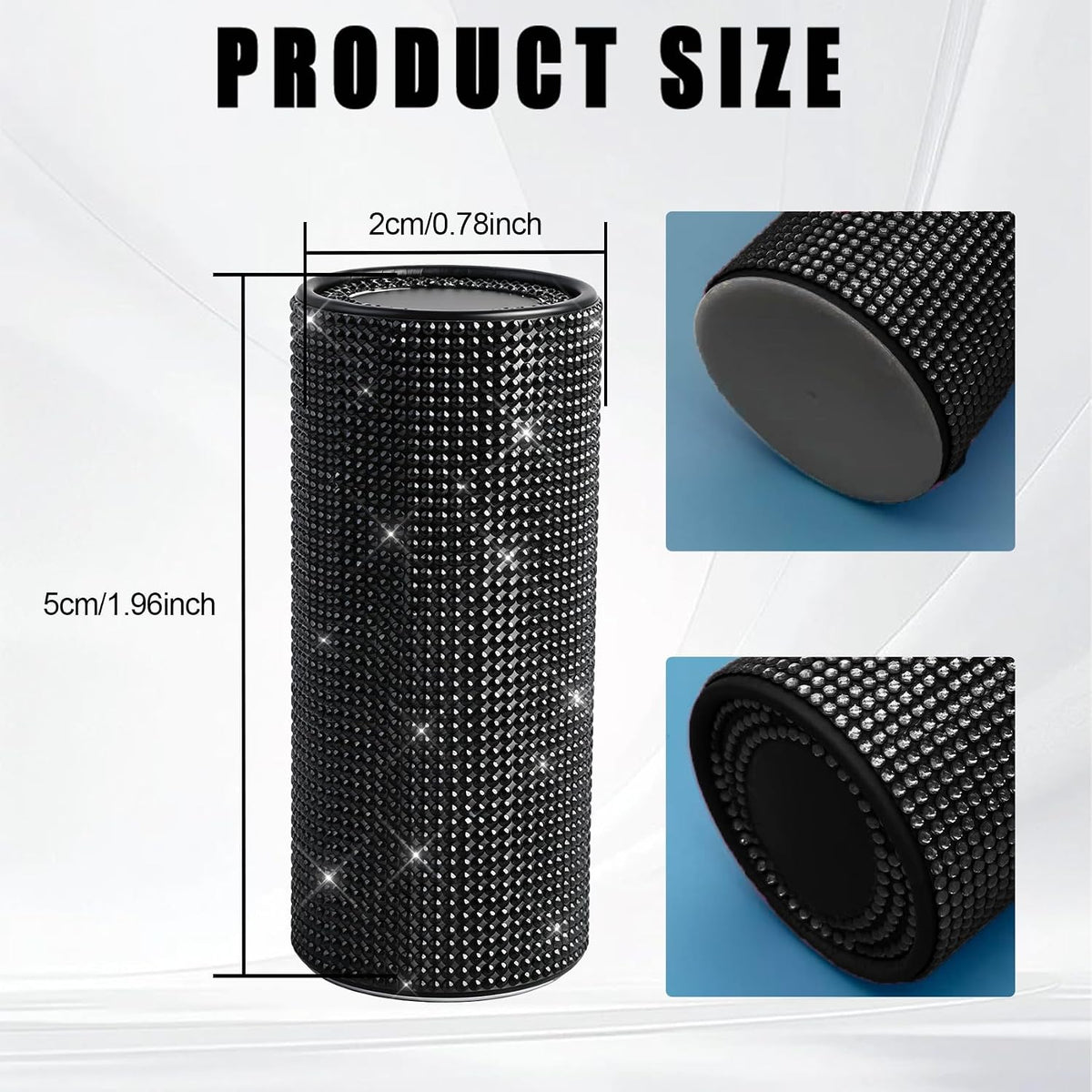 Bling Car Tissue Holder for Cup Holder, Car Organizer, Sparkly Diamond Automotive Interior Tissue Cylinder Storage Box, Cylinder Tissue Dispenser for Cars Decor Universal for Most Cars (Black)