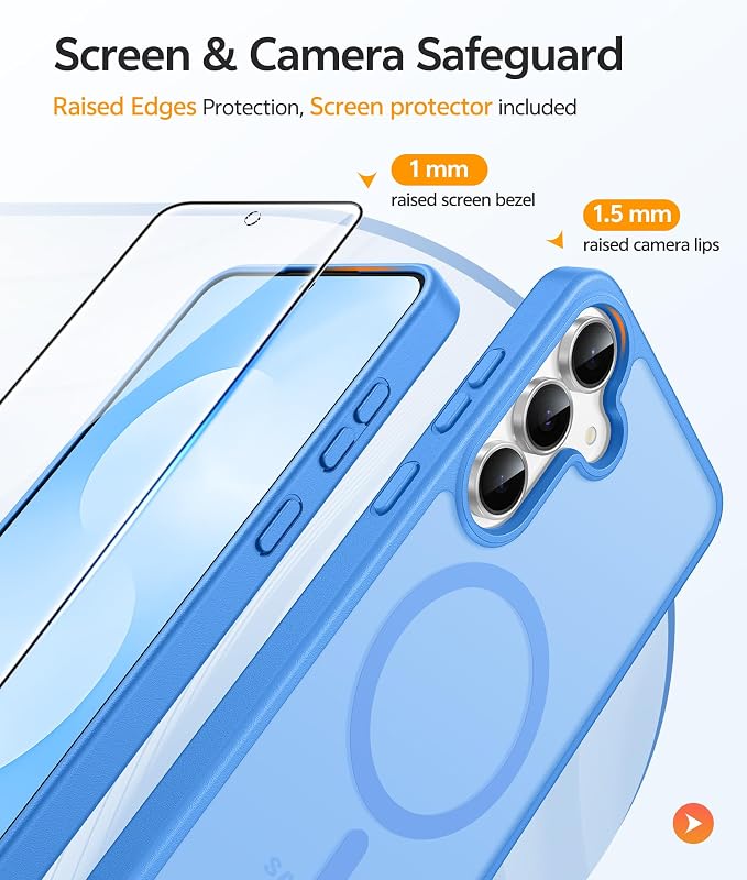 FNTCASE for Samsung Galaxy S25 FE Case: Magnetic Translucent Matte Military