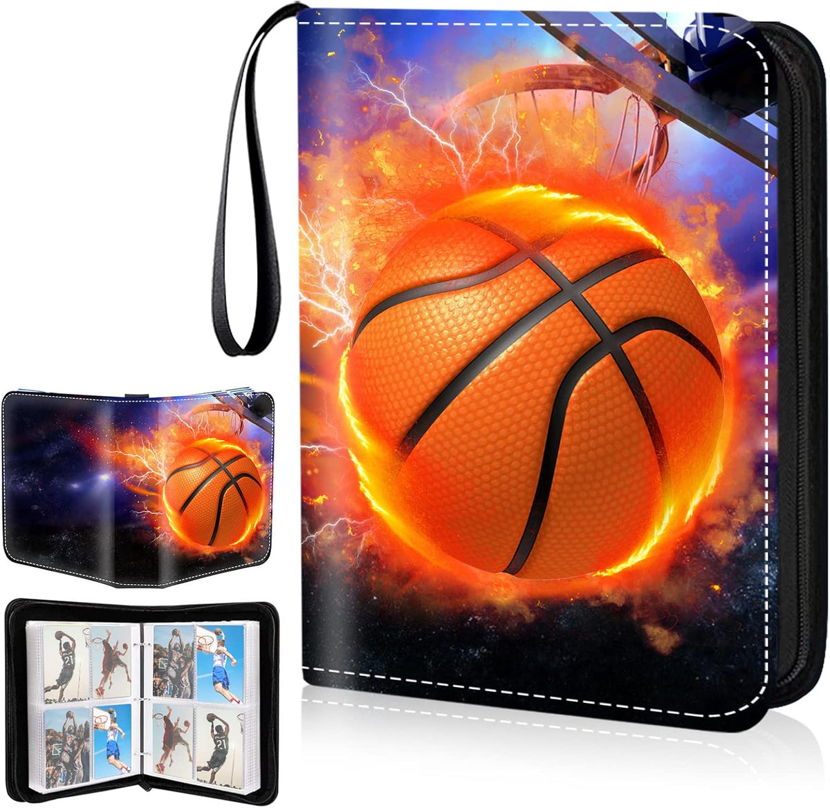 Skiennix Premium Basketball Card Binder - 4 Pocket Zippered Album | Water-Resistant, 400 Double-Sided Sleeves