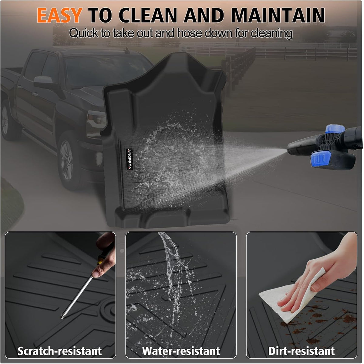 All Weather Car Floor Mats for 2014-2018 Chevrolet Chevy Silverado/GMC Sierra 1500 Crew Cab, 2015-2019 Silverado/Sierra 2500 HD/3500 HD Crew Cab, TPE Floor Liners for Chevy Silverado Accessories