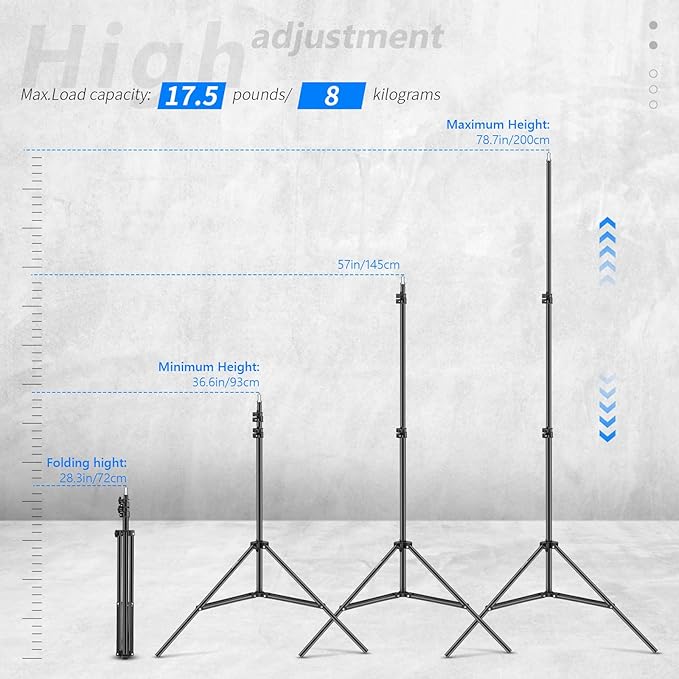 Neewer Photography Light Stand, 3-6.6ft/92-200cm Adjustable Sturdy Tripod Stand