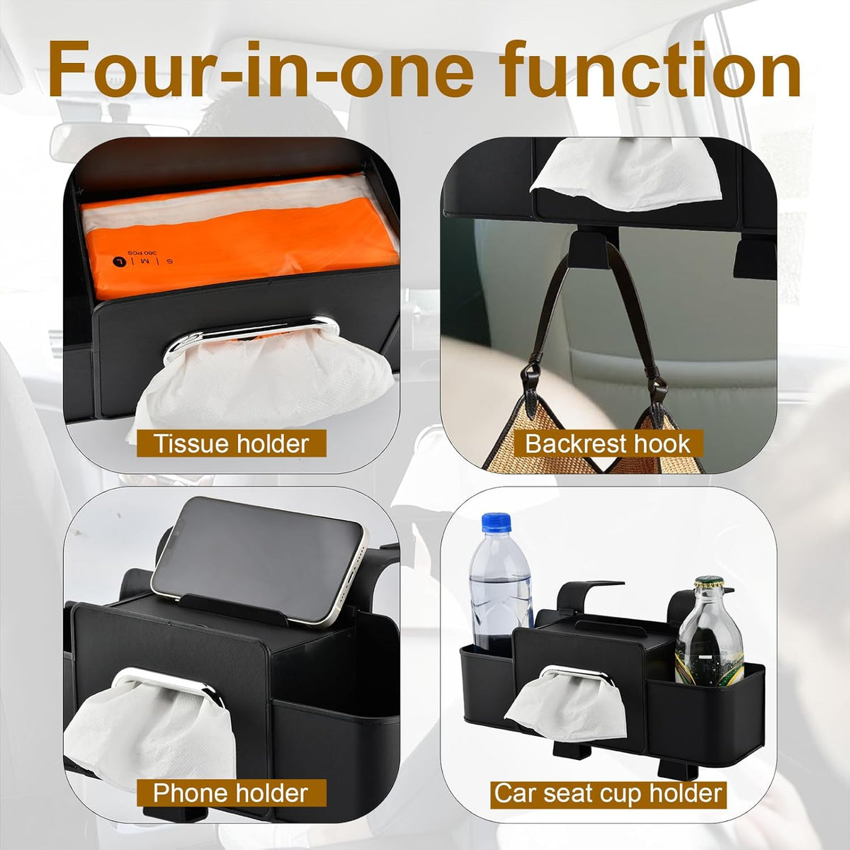 Back Seat Car Organizer, 4-in-1 Multifunctional with Extra Large Capacity