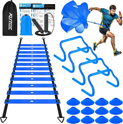 KUTIZE Agility Training Equipment - Complete Soccer Training Set for Kids & Adults | 20FT Ladder, Hurdles & More