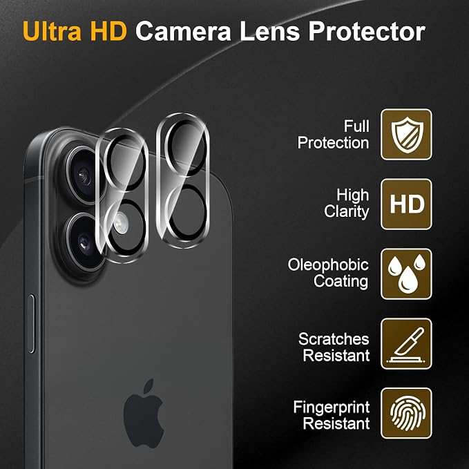 3 Pack Camera Lens Protector for iPhone 17 / iPhone 16 / iPhone 16 Plus