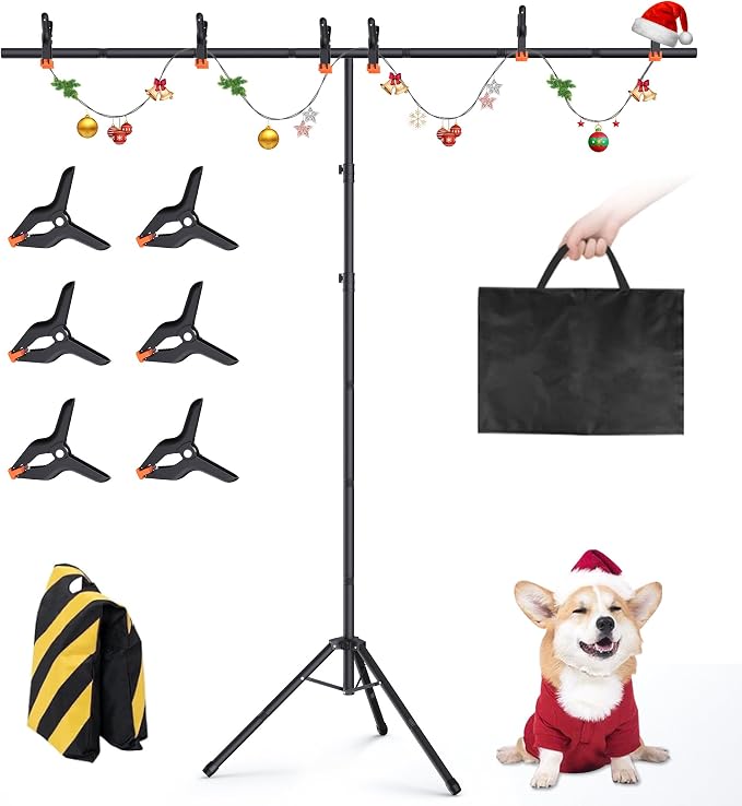 Forlogic Portable T-Shape Backdrop Stand Support Kit 8x7.2ft, Adjustable Photo