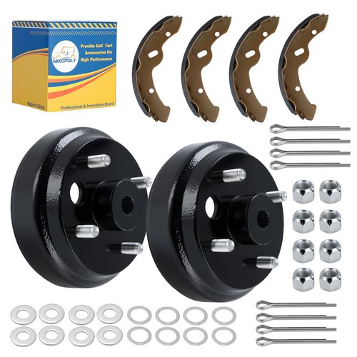 Golf Cart Brake Kit, Drums Hub Assembly & Shoes for EZGO TXT Electric Models 1996-2008, Replaces OEM 19186G1 27943G01 27945G01 70794G01 70795G01