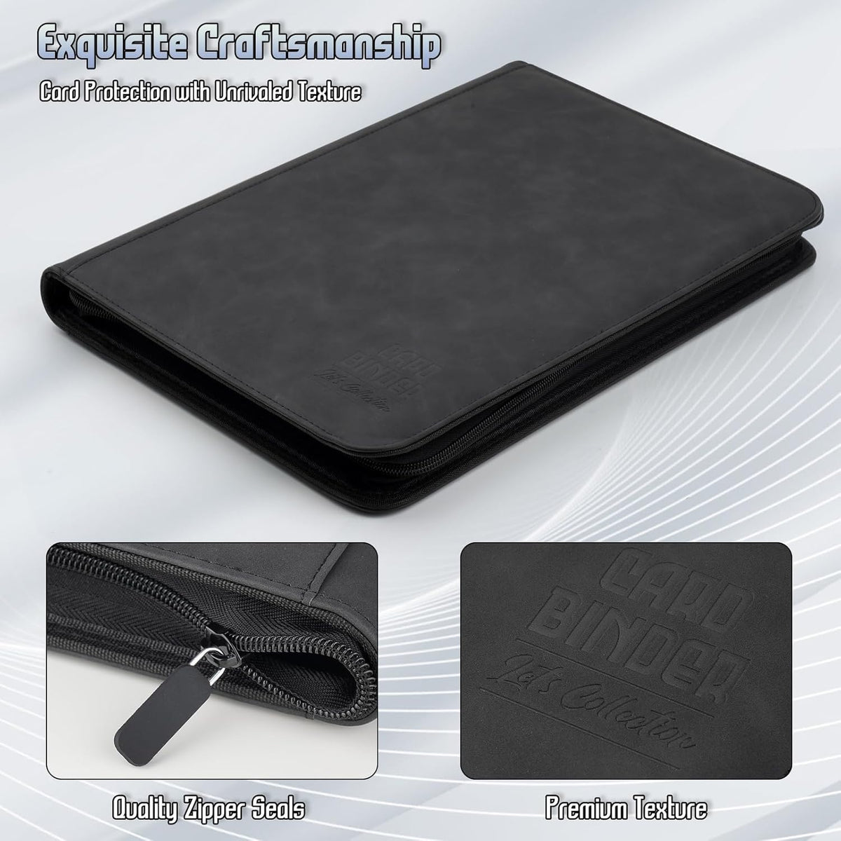 Trading Card Binder - Premium 9 Pocket PU Collection Album | 540 Pocket for MTG, TCG & Sports Cards (Black)