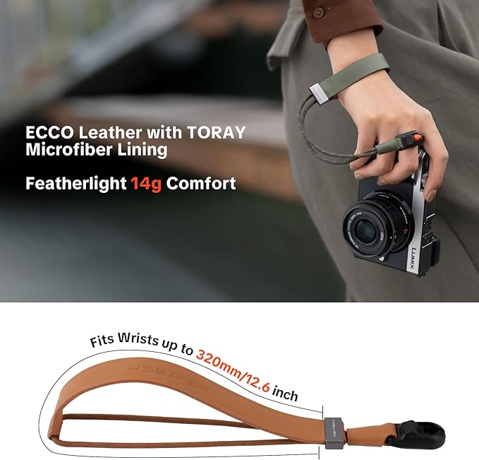 PGYTECH Camera Wrist Strap Slim Vintage Style, Adjustable Quick Release