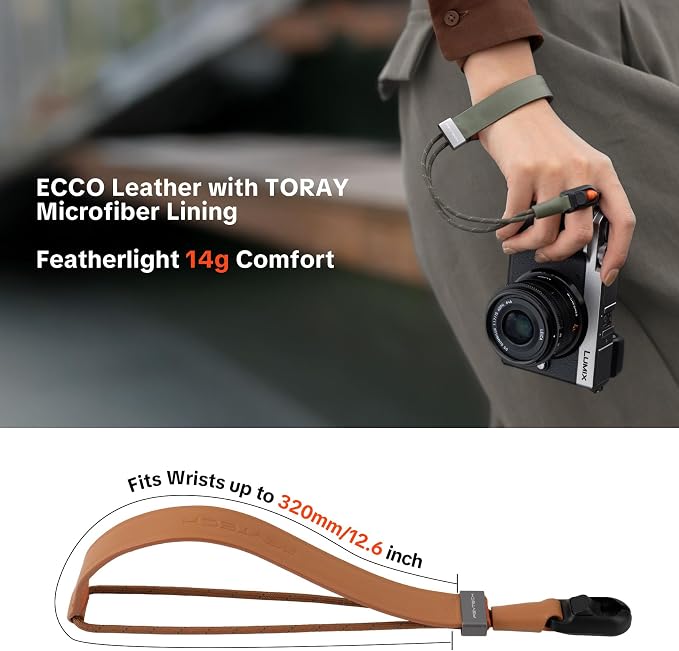 PGYTECH Camera Wrist Strap Slim Vintage Style, Adjustable Quick Release
