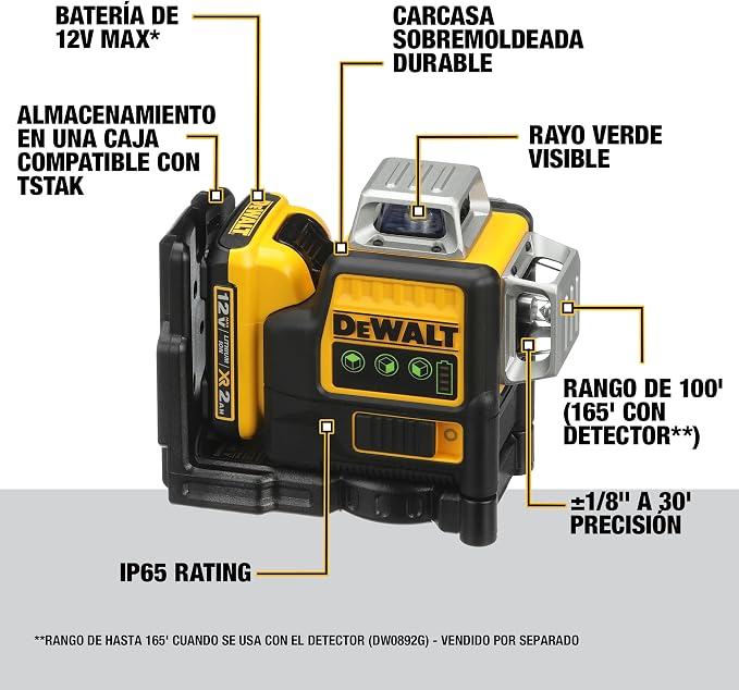 DEWALT 12V MAX Line Laser, 3 X 360, 100-Feet