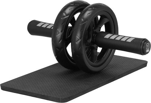 H&S Ab Roller Wheel | Core Workout Equipment with Extra Thick Knee Pad Mat - Dual Glide Wheels