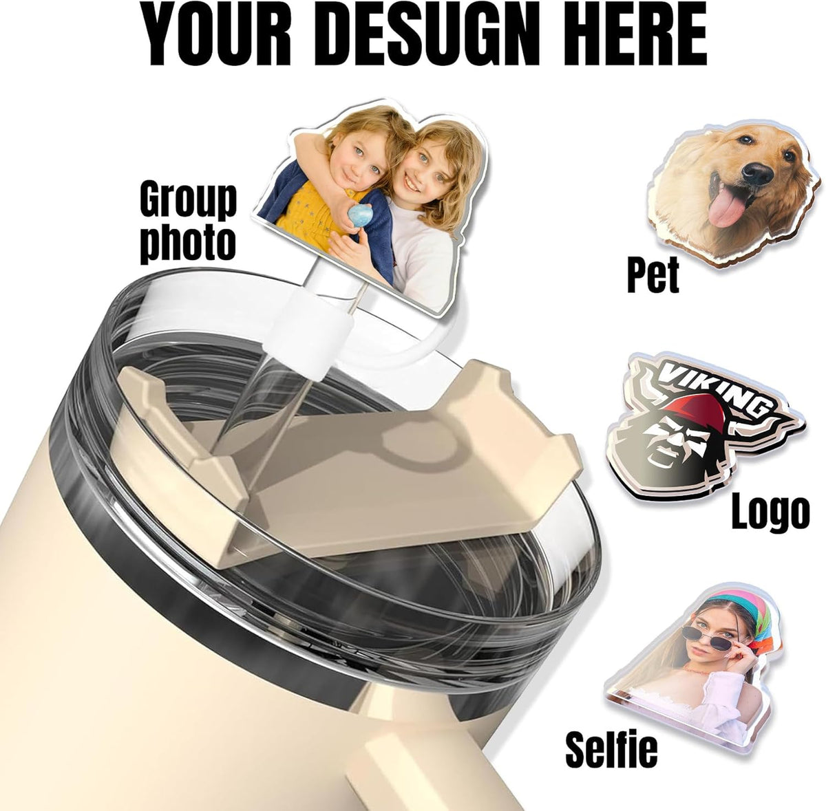 Skiennix Custom Straw Topper - Personalized Silicone Straw for Stanley Cup 30 & 40 Oz Tumblers