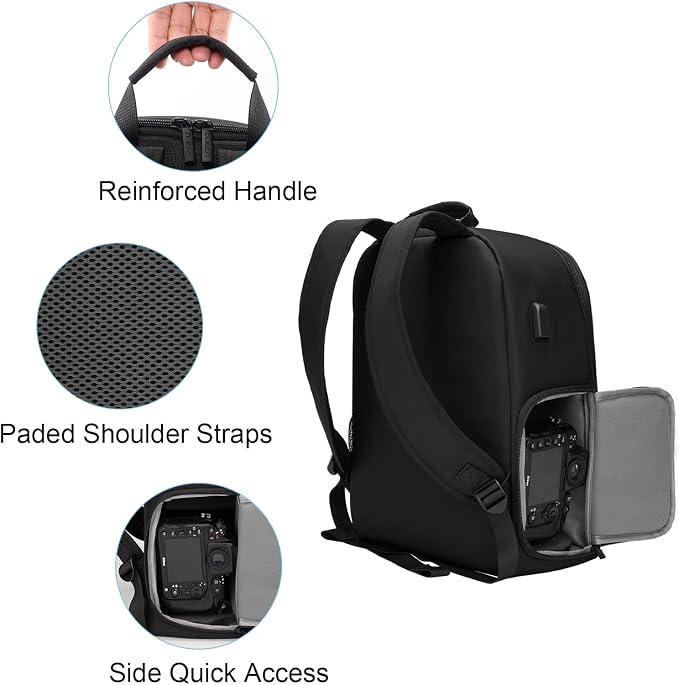CADeN Camera Backpack Bag with Laptop Compartment 15.6"
