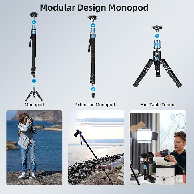 SIRUI 75.8" Monopod with Feet, Professional Aluminum Travel Monopod