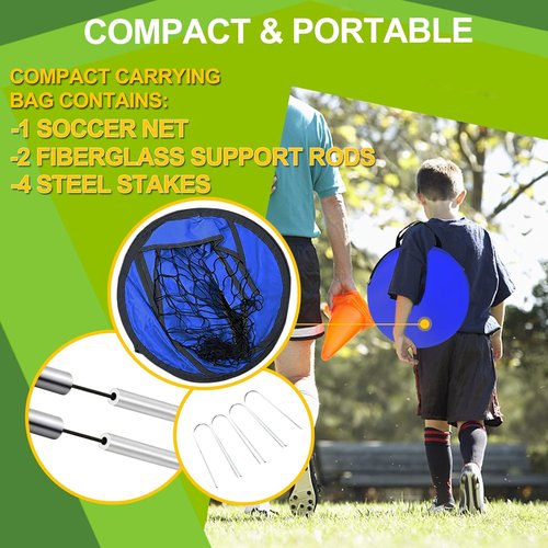 EVERRUSH Pop Up Soccer Goals - Portable & Lightweight Training Nets for Indoor/Outdoor Use | Includes Carry Bag