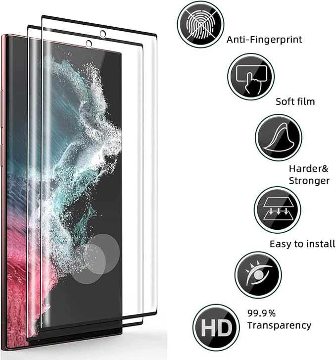 XDesign [2+2 Pack Galaxy S22 Ultra Screen Protector, 9H Tempered Glass Scratch