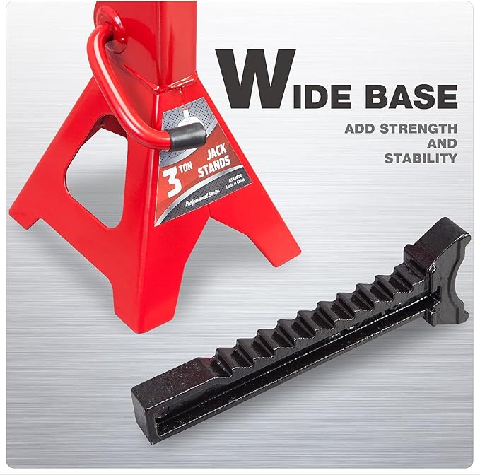 Jack Boss Jack Stands 3 Ton (6,000 LBs) Car Jack Stand Adjustable Lifting for Automotive Small SUV, Red, 2 Pack