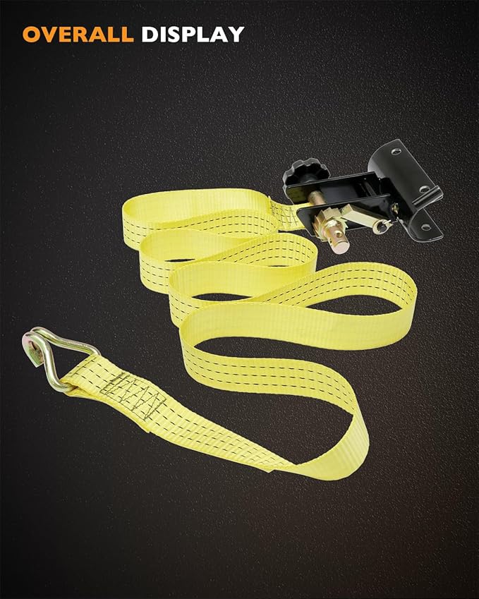 Rack Ratchet Straps, W/J-Hook (2PCS), 2" Black Round Tube Mount, 1.5" Wide x 7.5' Long, Yellow Ladder Rack Ratchet Straps, 500 lbs Load Heavy Duty, Truck/Lumber Rack Straps, Pipe/Roof Rack Straps