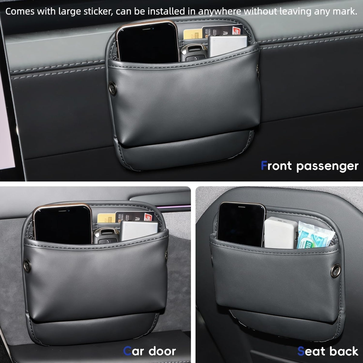 MARCHFA Car Seat Side Pocket Organizer Car Pocket Pouch for Seat, Door, Console, Car Seat Gap Filler Organizer Multifunctional Car Organizer Accessories for Phone Sunglasses Keys Cards (Large)