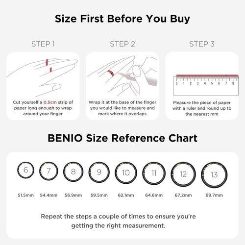 BENIO Gen 2 Smart Ring for Women & Men, Heart Rate,Fitness Tracker with Sleep，Step/Sleep/Blood Oxygen/Heart Rate Tracker, 5ATM Waterproof for iOS and Android,No Subscription, Xmas Gifts,Black 7.5