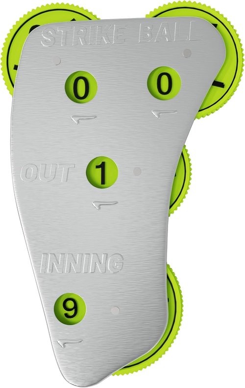 Great Call Athletics Baseball Umpire Count Indicator - Pro 4-Wheel Dial for Balls, Strikes, Outs & Innings | Steel Optic Green