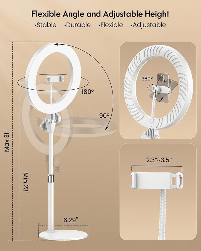 Ring Light with Stand, Zoom Lighting