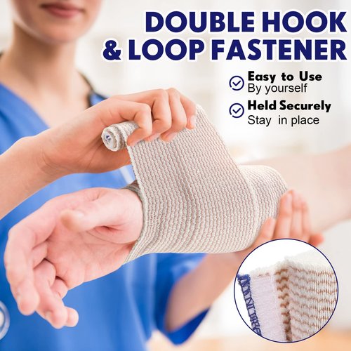 LEIFIDE 36 Pack Compression Bandage Wrap with Self Closure on Both Ends Elastic Bandage for Legs, Knees, Ankles, Wrists, Elbows, Shoulders, Athletic Stretchable Wrap(4 Inch,Blue Trim)