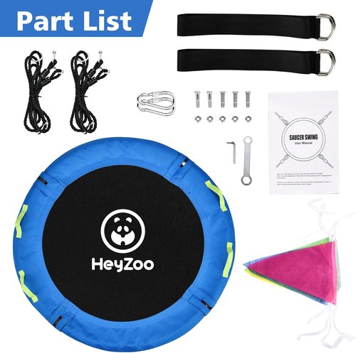HeyZoo 48-Inch Tree Swing - Large Saucer Swing for Family Fun | 900lbs Capacity, Adjustable Straps, Blue