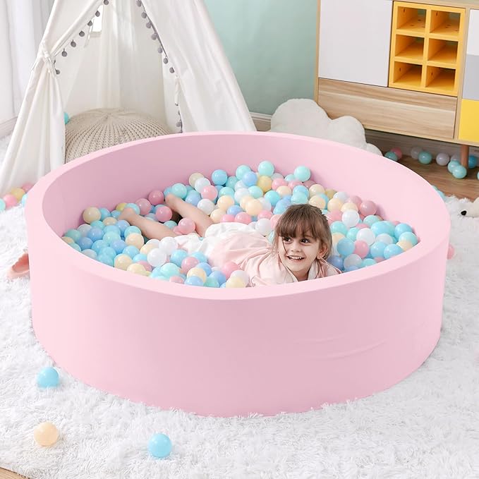 47.2"x 13.8" Foam Ball Pit, Large Ball Pits for Toddlers, Soft Round Playpen Ball Pool for Kids, Ideal Gift for Child Indoor and Outdoor Game, Pink(Balls not Included)