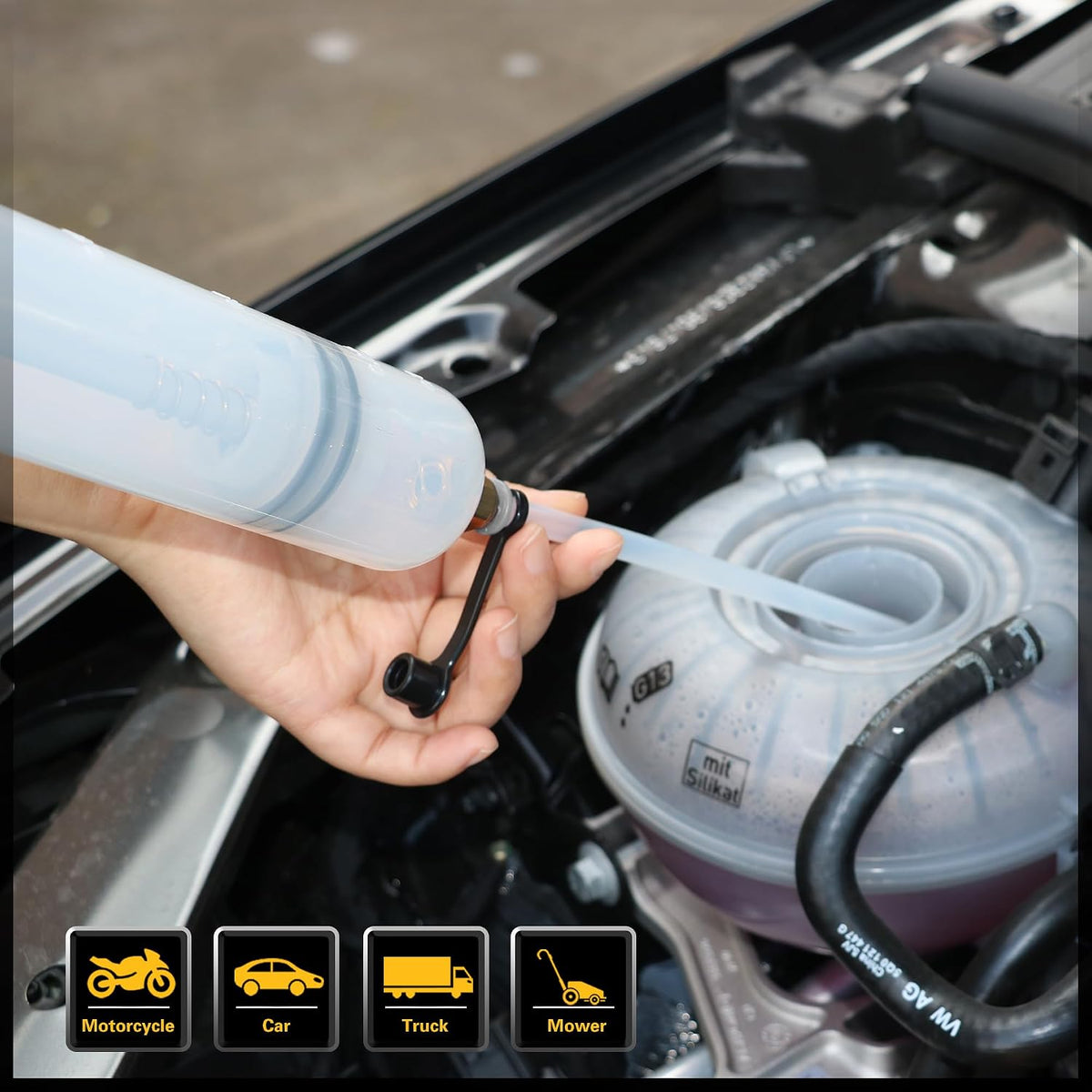 ELEAD 500cc Oil Fluid Extractor Pump, Multi-Purpose Oil Syringe, Fluid Syringe Extractor, Car Vacuum Fuel Transfer, Automotive Oil Syringe(17.6 Oz./0.45 Qt./500 CC)