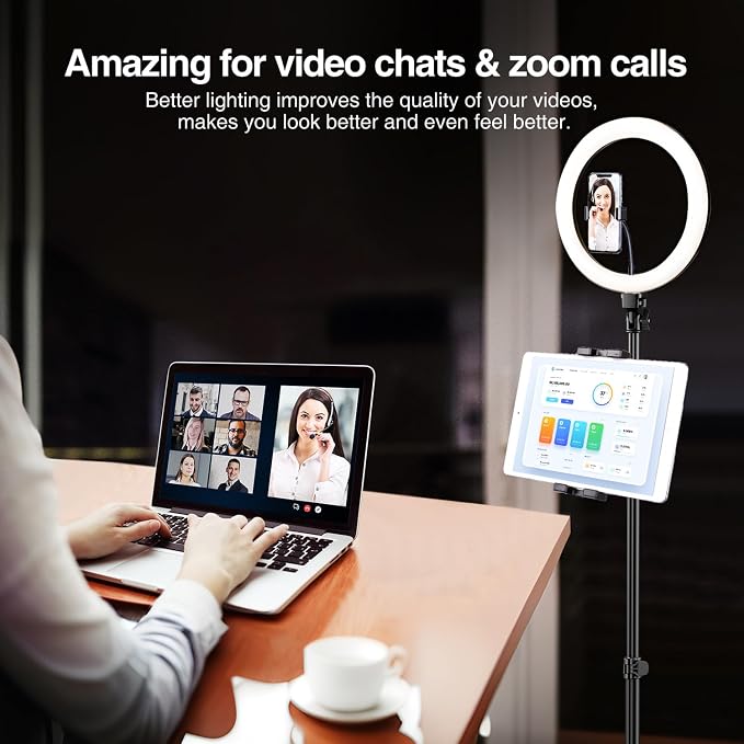 Elitehood 12’’ Ring Light with Tripod Stand & iPad/Phone Holder, Dimmable
