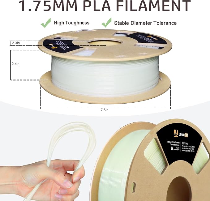 LOVOON 3D PLA Glow in The Dark Filament, Luminous Green Color Change PLA