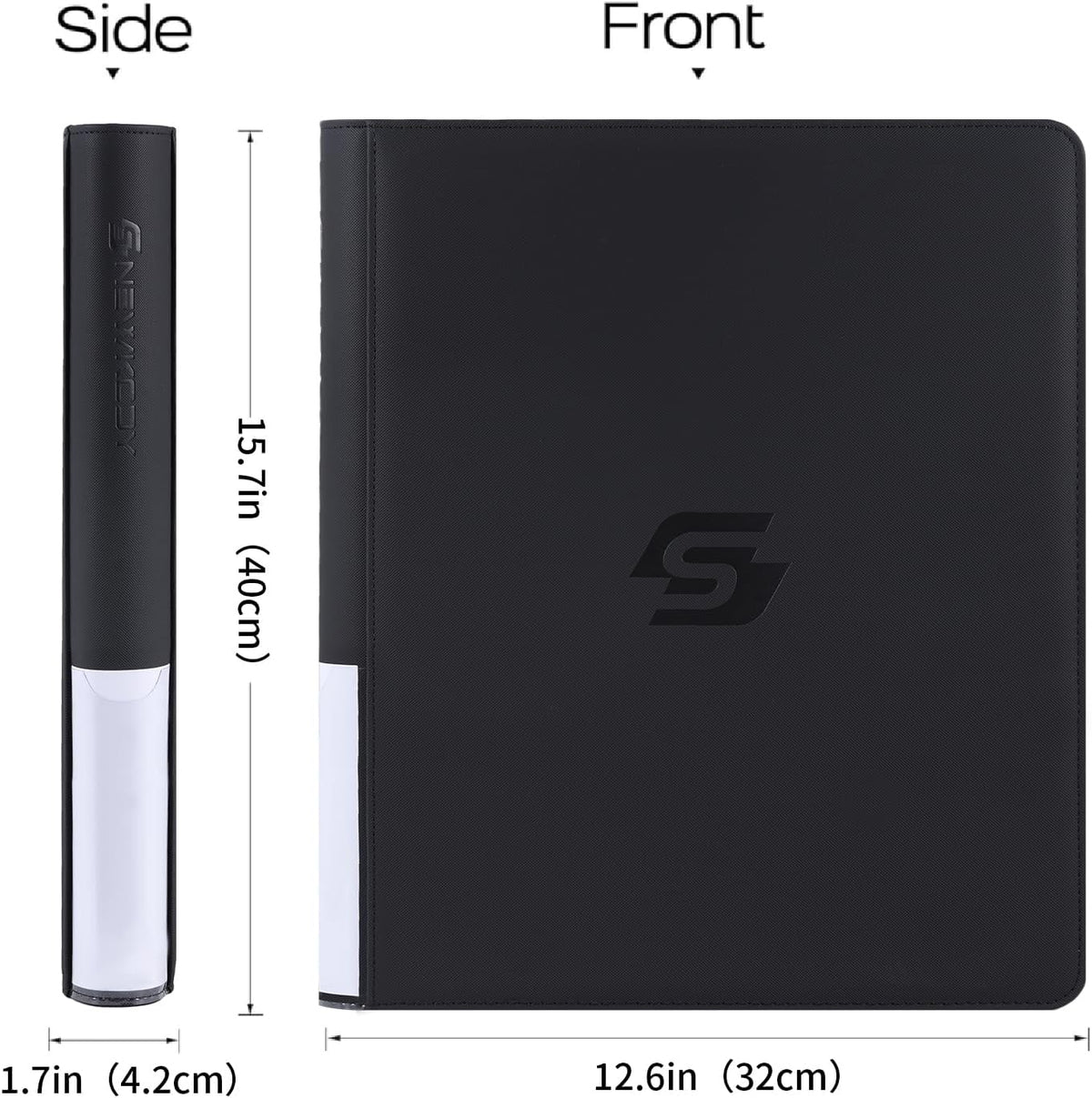 Snekdy Top Loader Binder - 9 Pocket Card Holder with Sleeves for 360 Cards | Black PU Leather