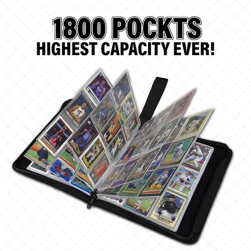 1800 Pockets Premium Trading Card Sleeves - Double-Sided 9-Pocket Protectors for TCG Storage | 100 Pages